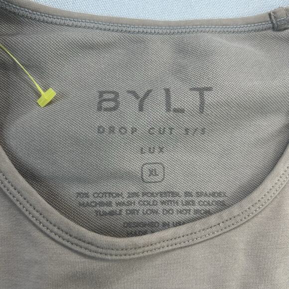 BYLT Drop Cut S/S Lux Shirt Men XL Brown Stretch Performance Workout Outdoor - Picture 2 of 7